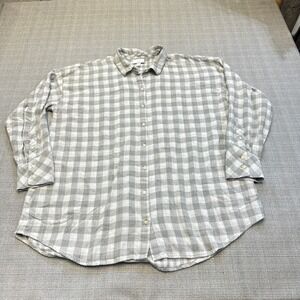 J. Jill Light Gray and White Plaid Button-Down Shirt